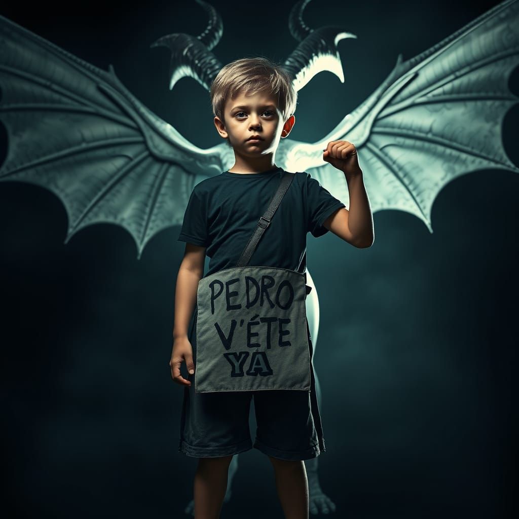 Child Confronts Devil in Giger-Inspired Gothic Style