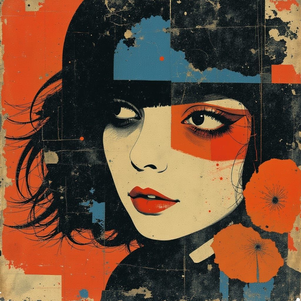 Edgy Portrait of Woman with Red Eyeshadow