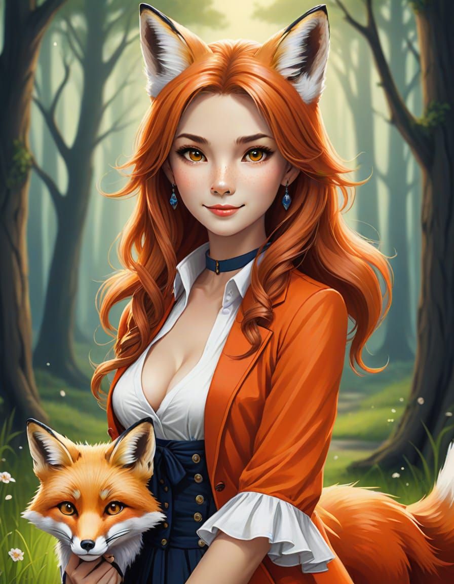 AI Generated Fox Lady Image