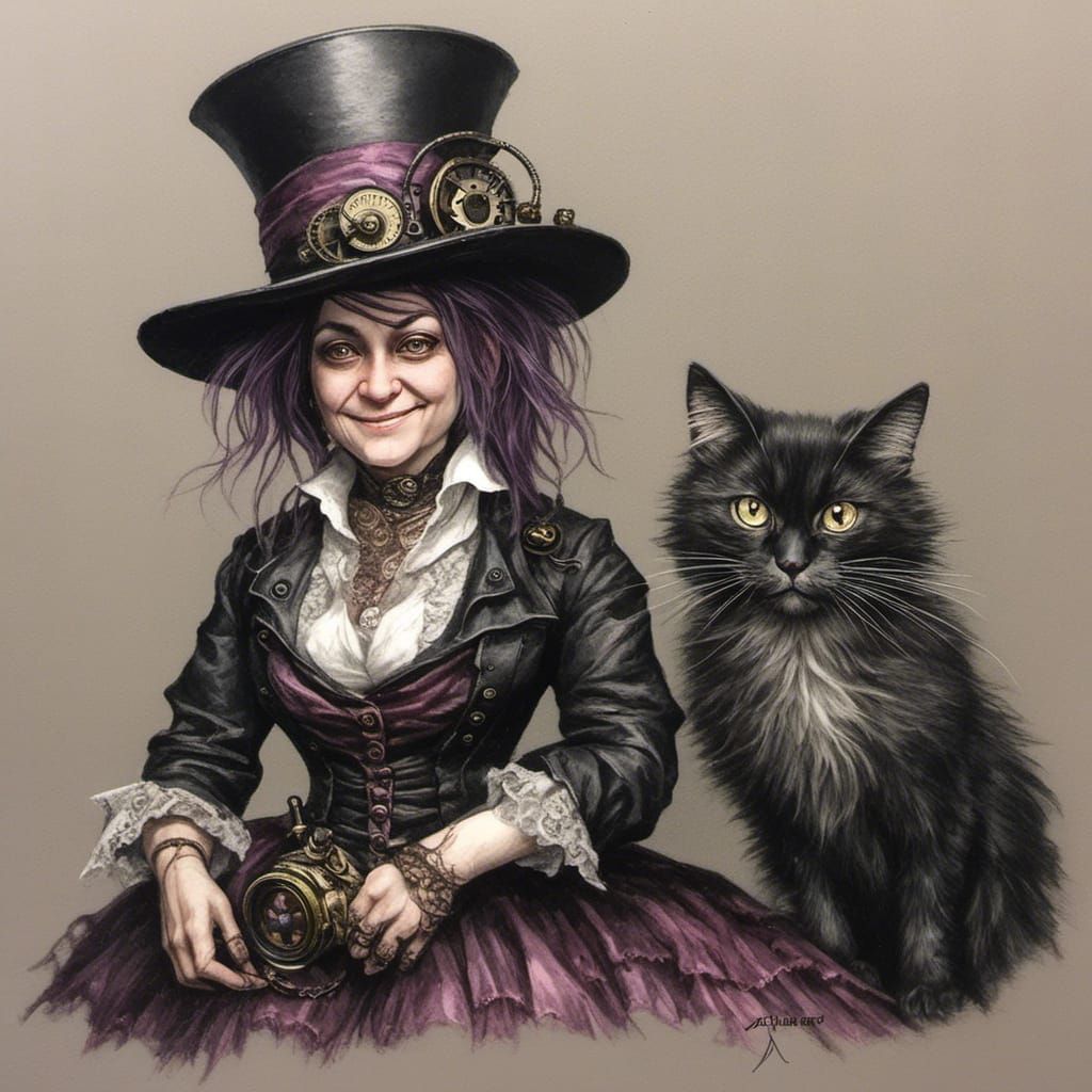 Steampunk Khajiit Woman with Clockwork Accessories
