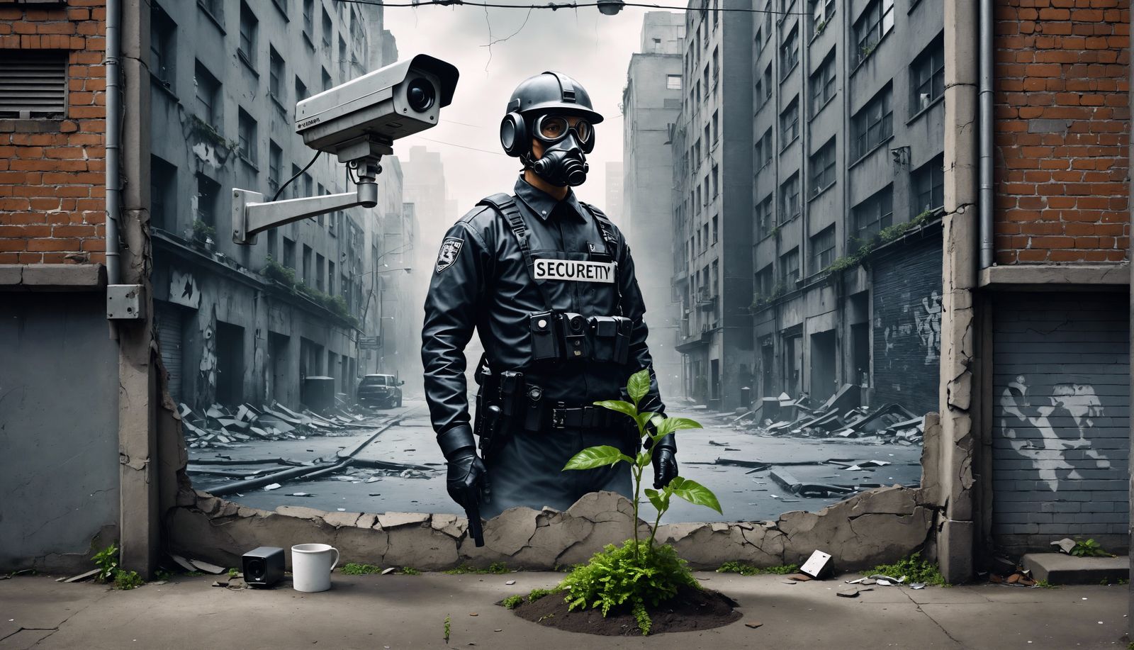Dystopian Street Art with Surveillance Camera