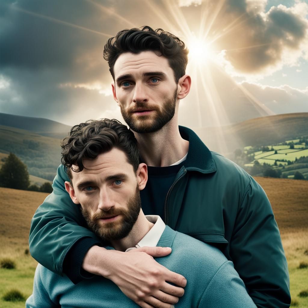 Poignant Embrace in Divine Sunlight