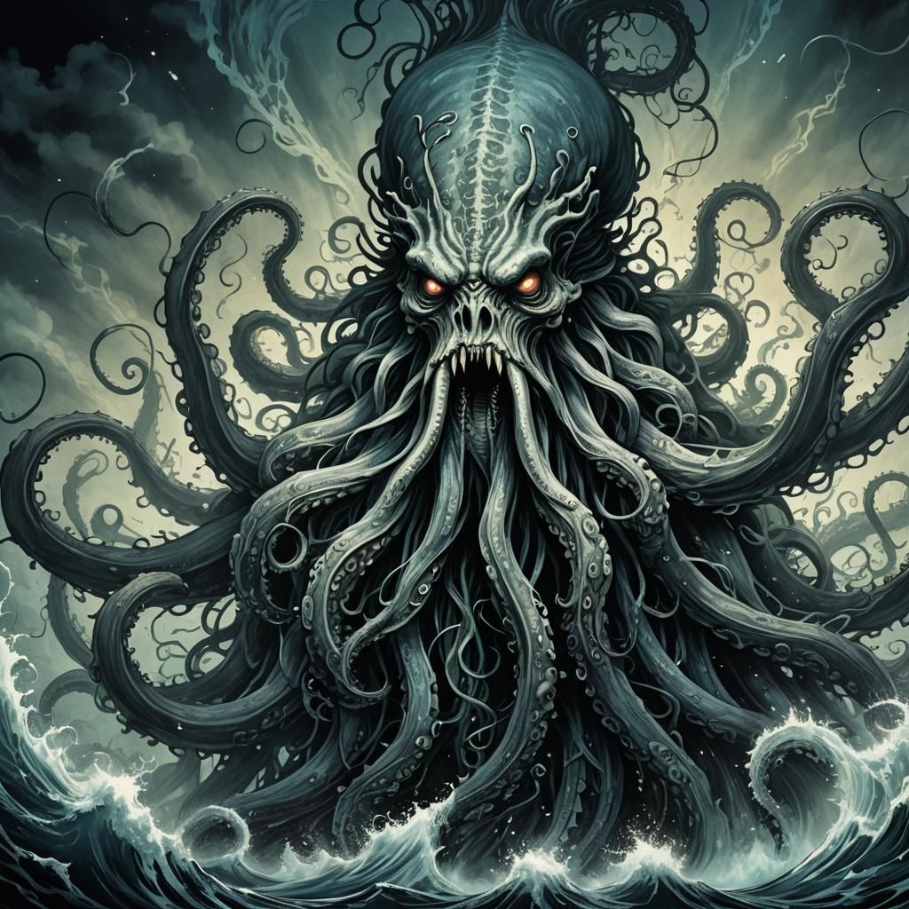 Kraken Rising: A Dark Fantasy Illustration