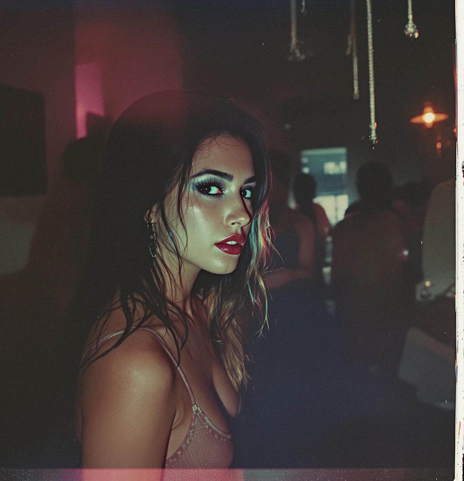 Vibrant 80s House Party Scene in Authentic Polaroid Style