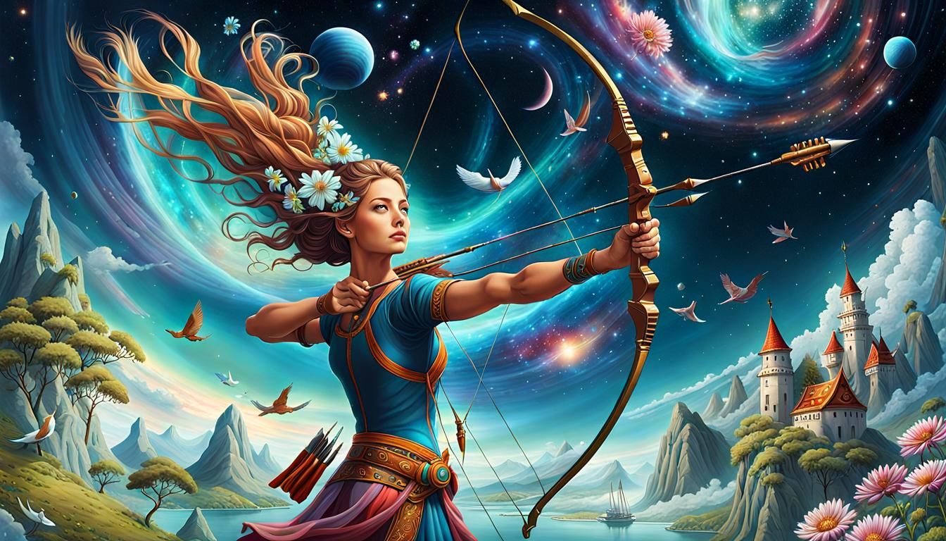 Upside Down Archer Holding the Cosmos: Digital Art