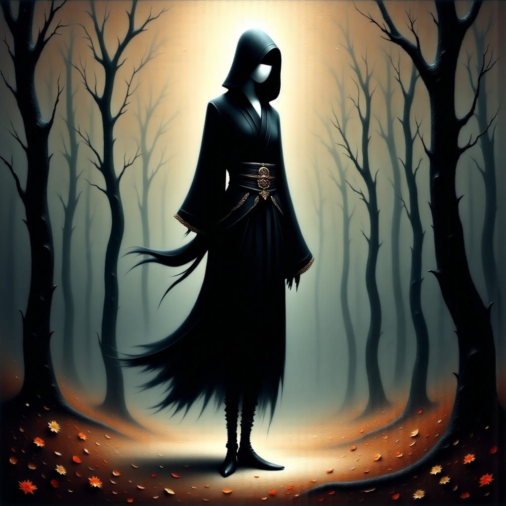 Surrealistic Ninja Figure Emerges from Mystical Forest Twili...