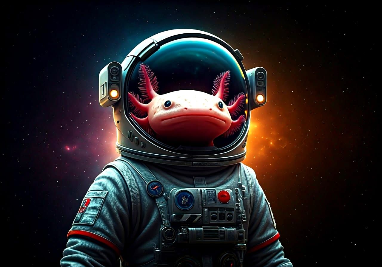 Axolotl Astronaut Explores Cosmic Wonders