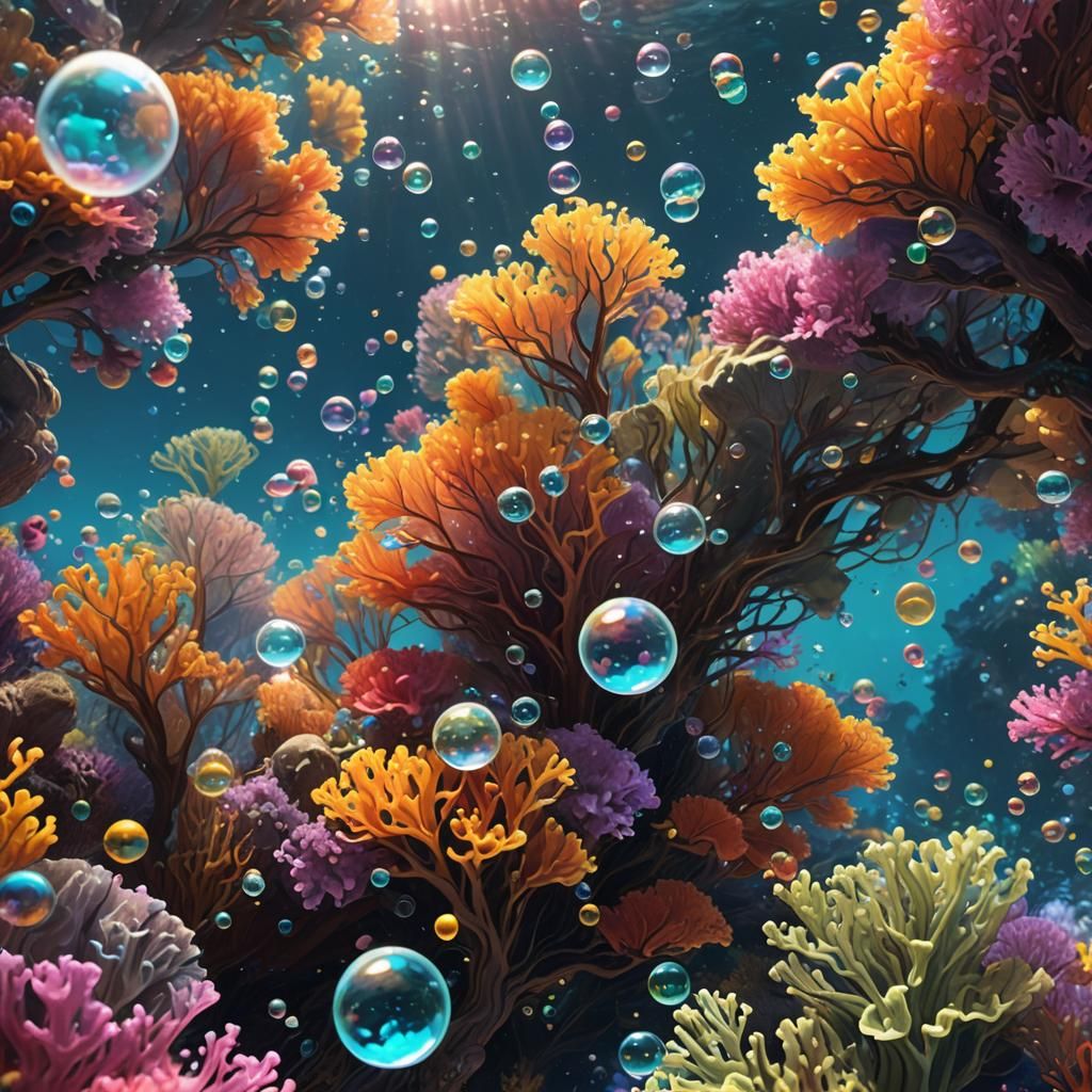 Underwater Bubbles in Vibrant Splash Art Style