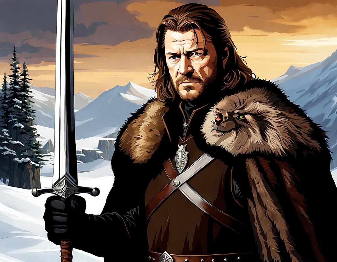 Eddard Stark Portrait with Broadsword