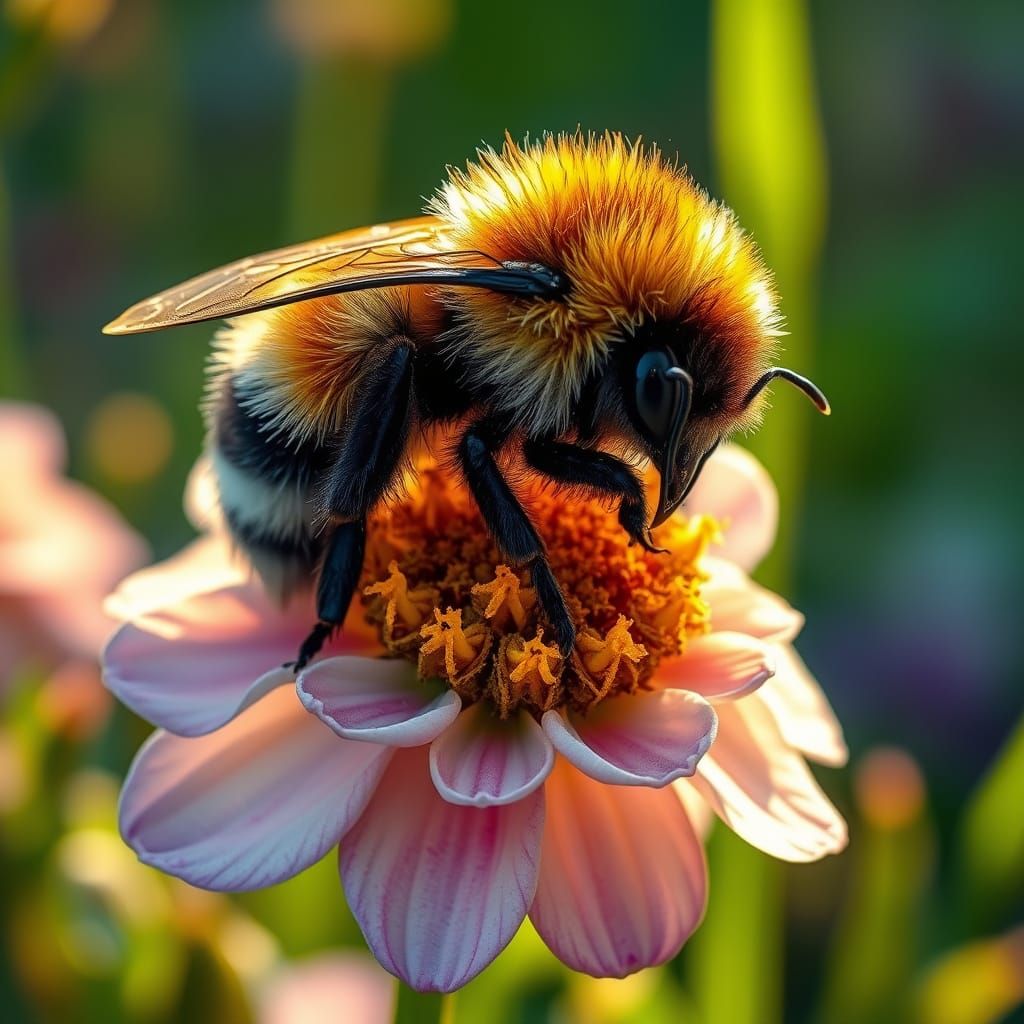 Sleeping Bumblebee in Art Nouveau Style