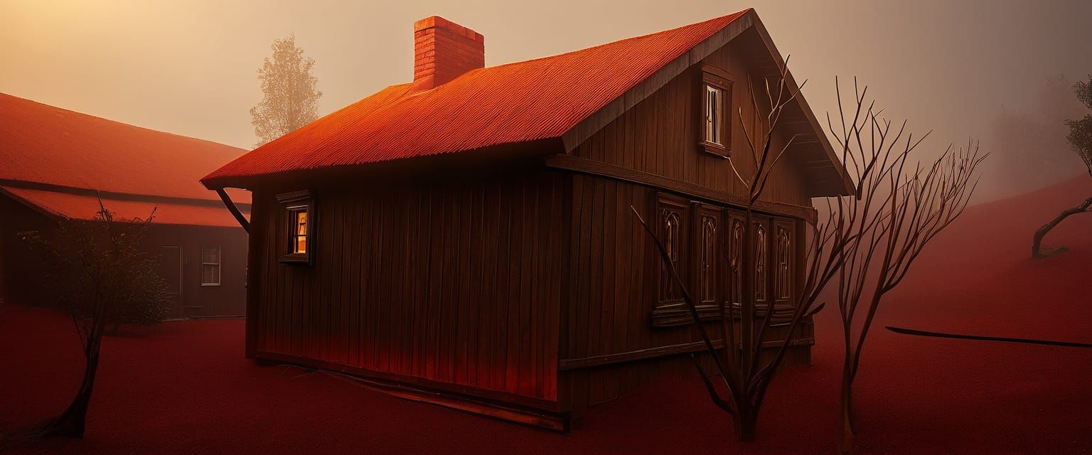 Majestic Wooden Abode on a Misty Mountain Peak