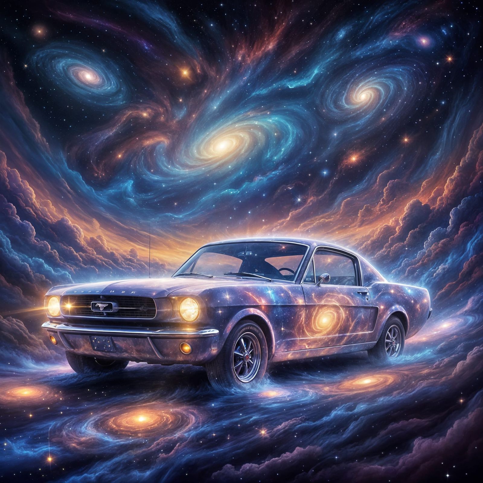 Celestial Mustang in Cosmic Dreamscape