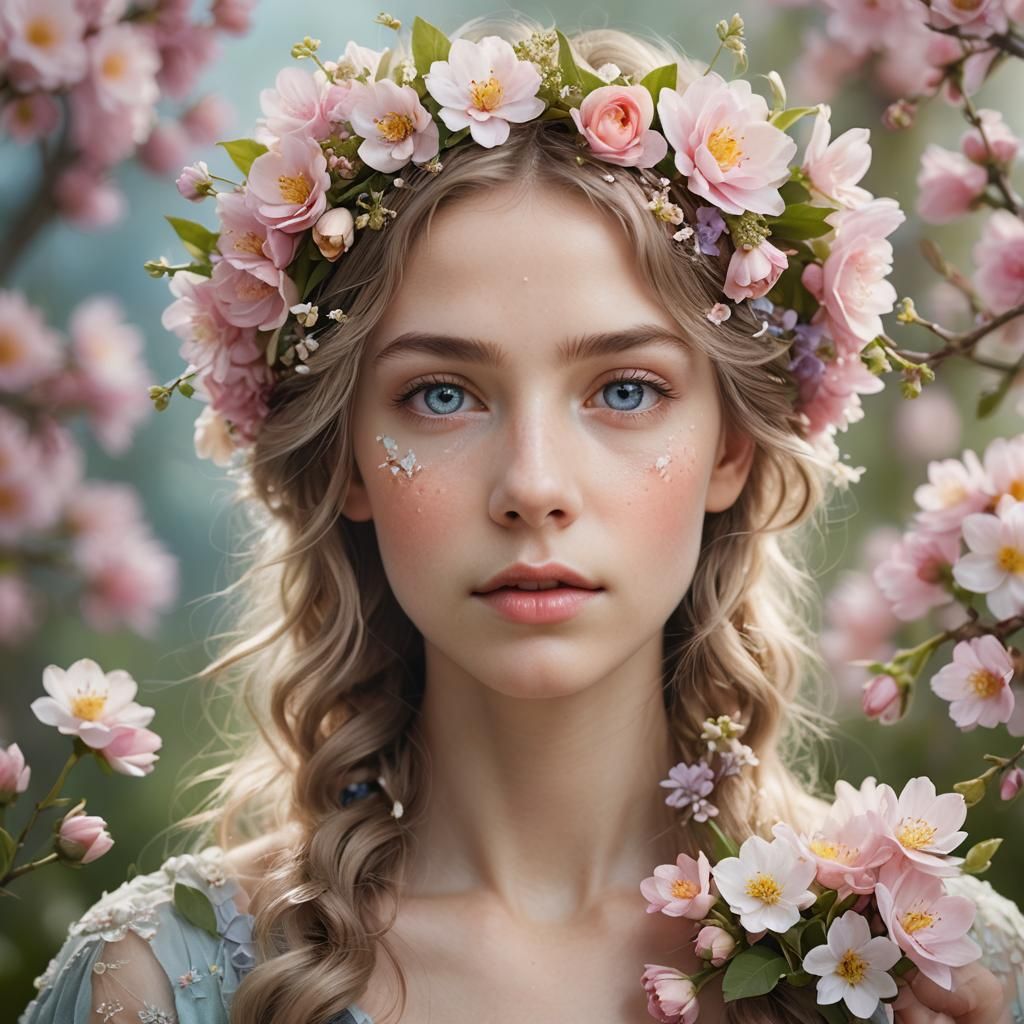 Pastel Spring Fairy Portrait in Dreamy Lighting