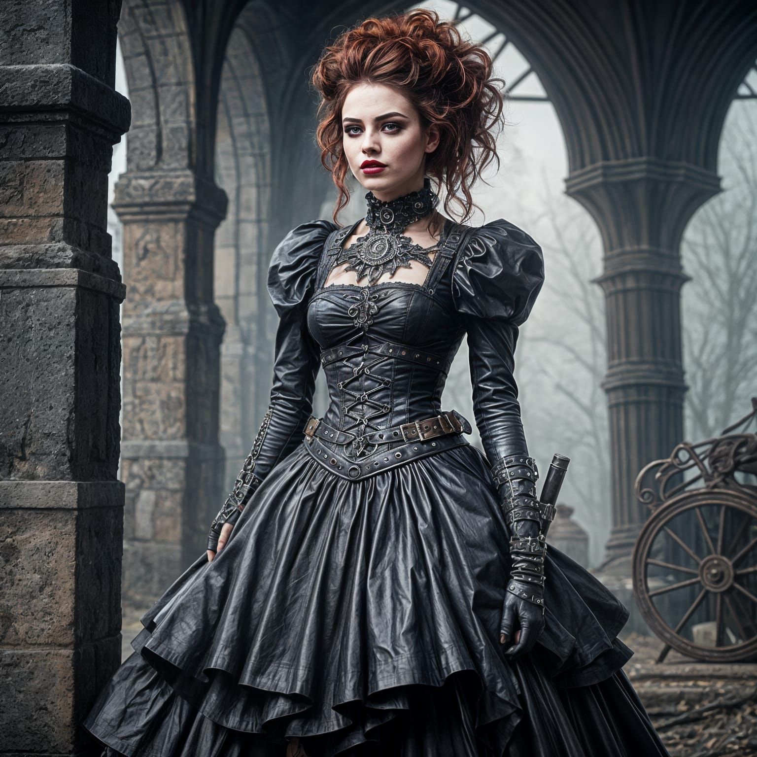 Steampunk Gothic Woman in Hyperrealistic Detail