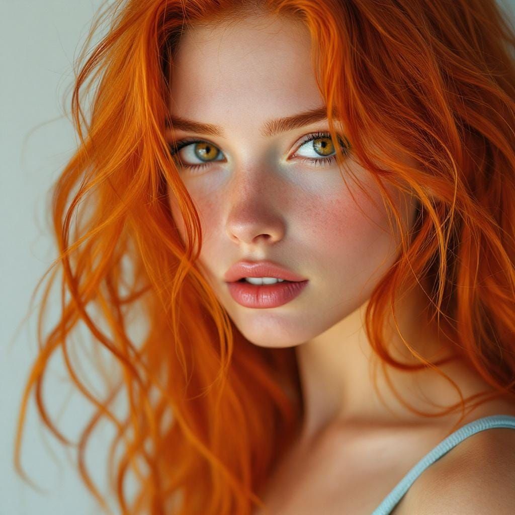 Captivating Redhead Portrait with Flowing Hair