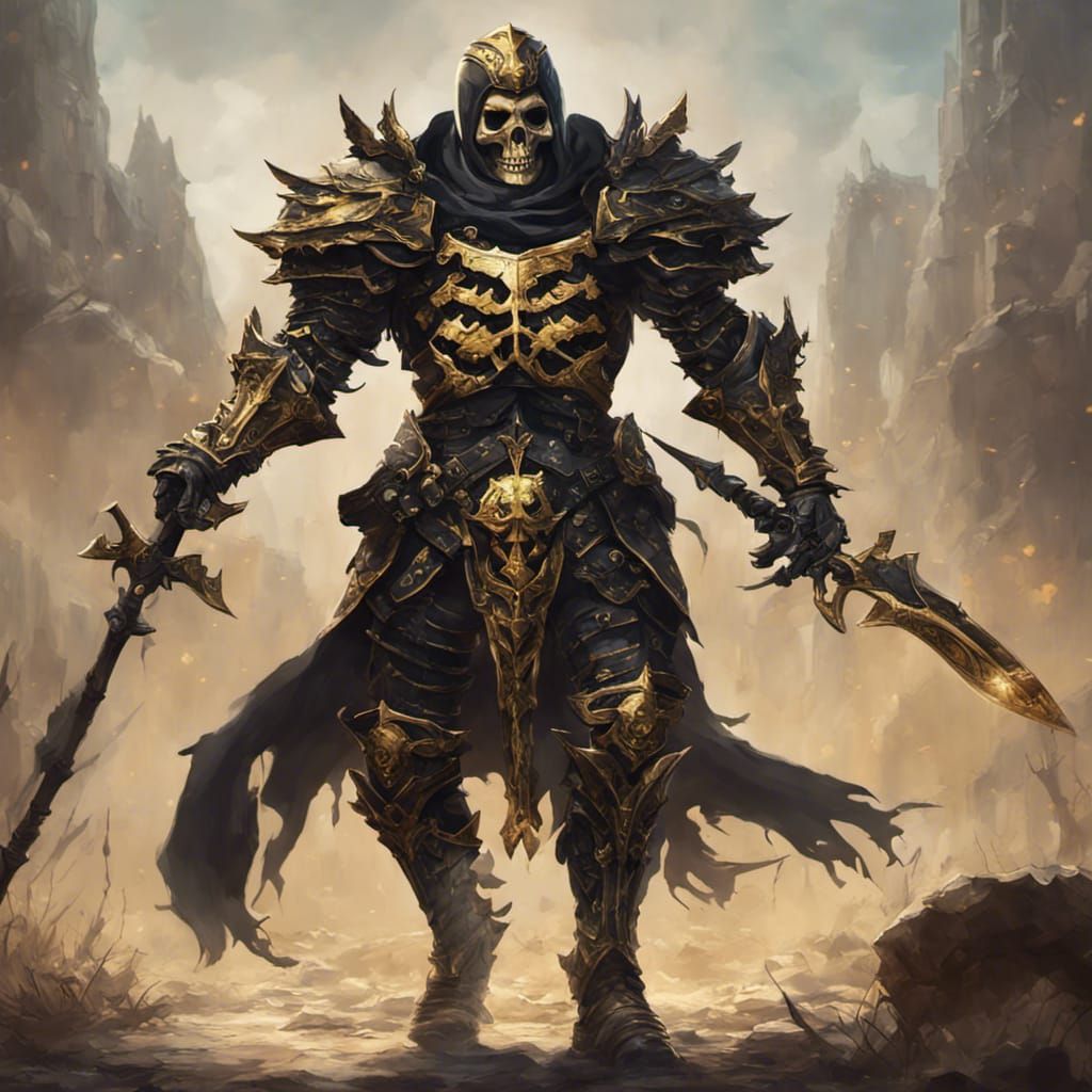 Skeleton Knight Warrior with Twin Blades