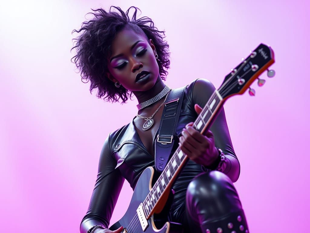Futuristic African Rock Star in Hyperrealistic 3D Render