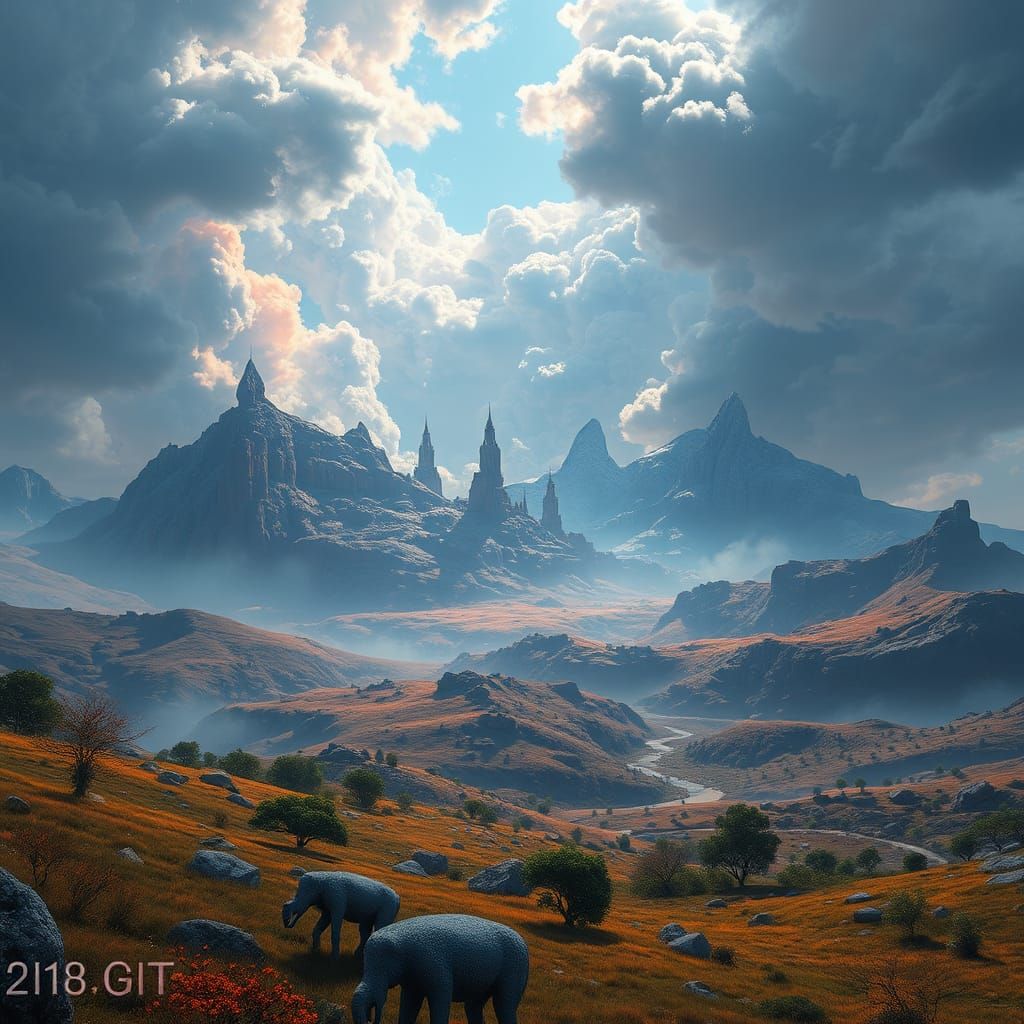 Epic Nier: Automata Landscape as Matte Painting