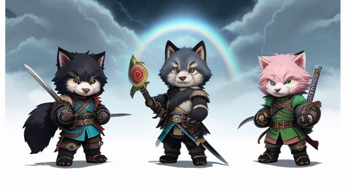 Heroic Animal Warriors Stand United in Vibrant Anime Style