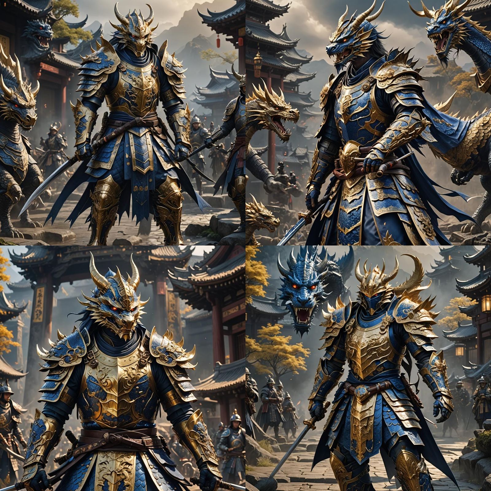 Noble Dragon Rider Knight in Sapphire Armor