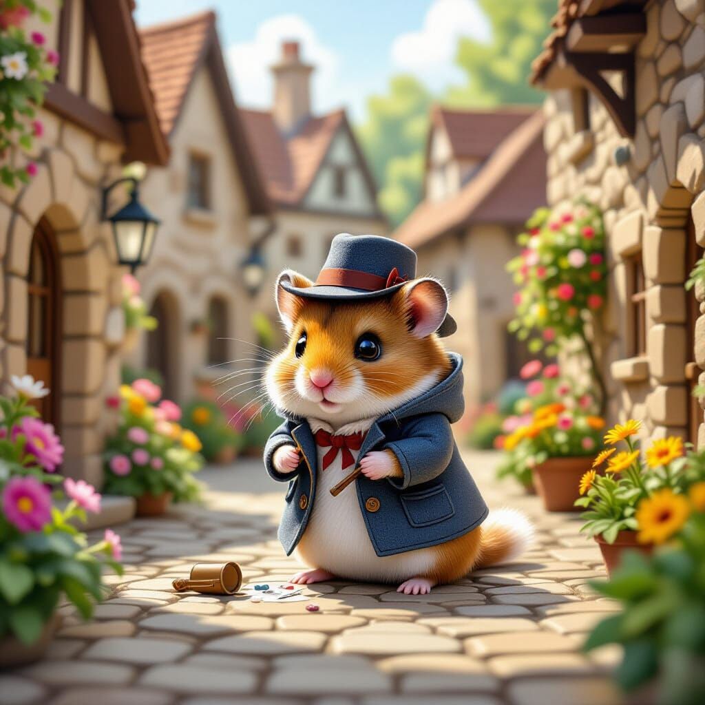 Hamster Detective Investigates Miniature Crime Scene