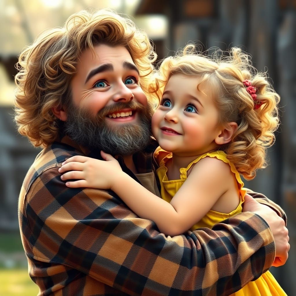 Girl Hugs Dad, Americana-Style