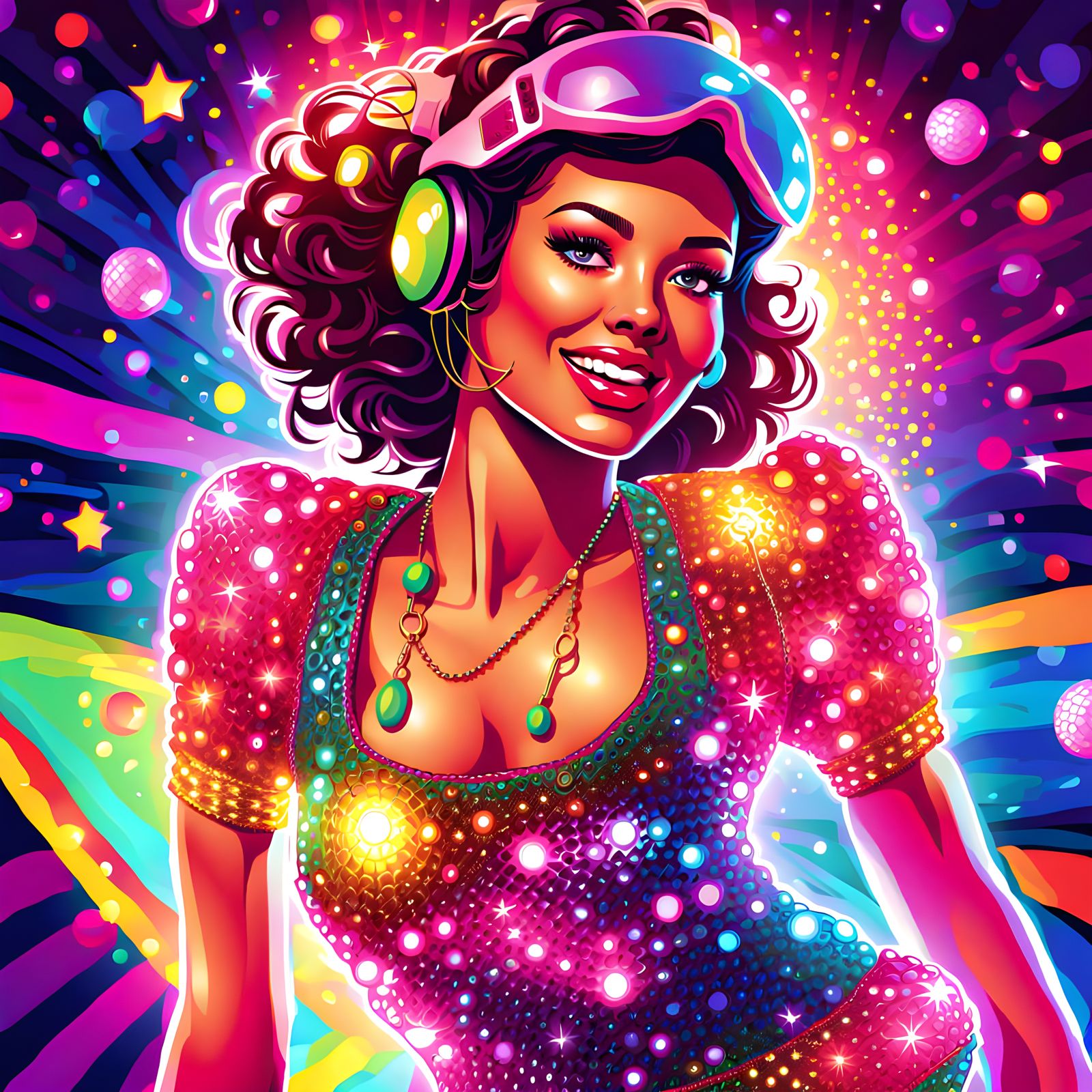 Vibrant Retro Roller Disco Scene