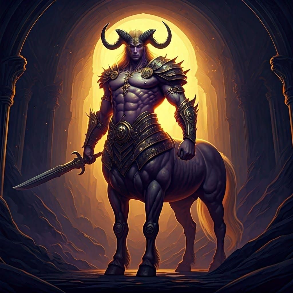 Mythological Centaur in Dark Fantasy Style