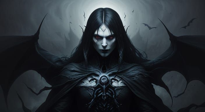 Gothic Vampire Rides through Fiery Fog in a Hyperrealistic, ...