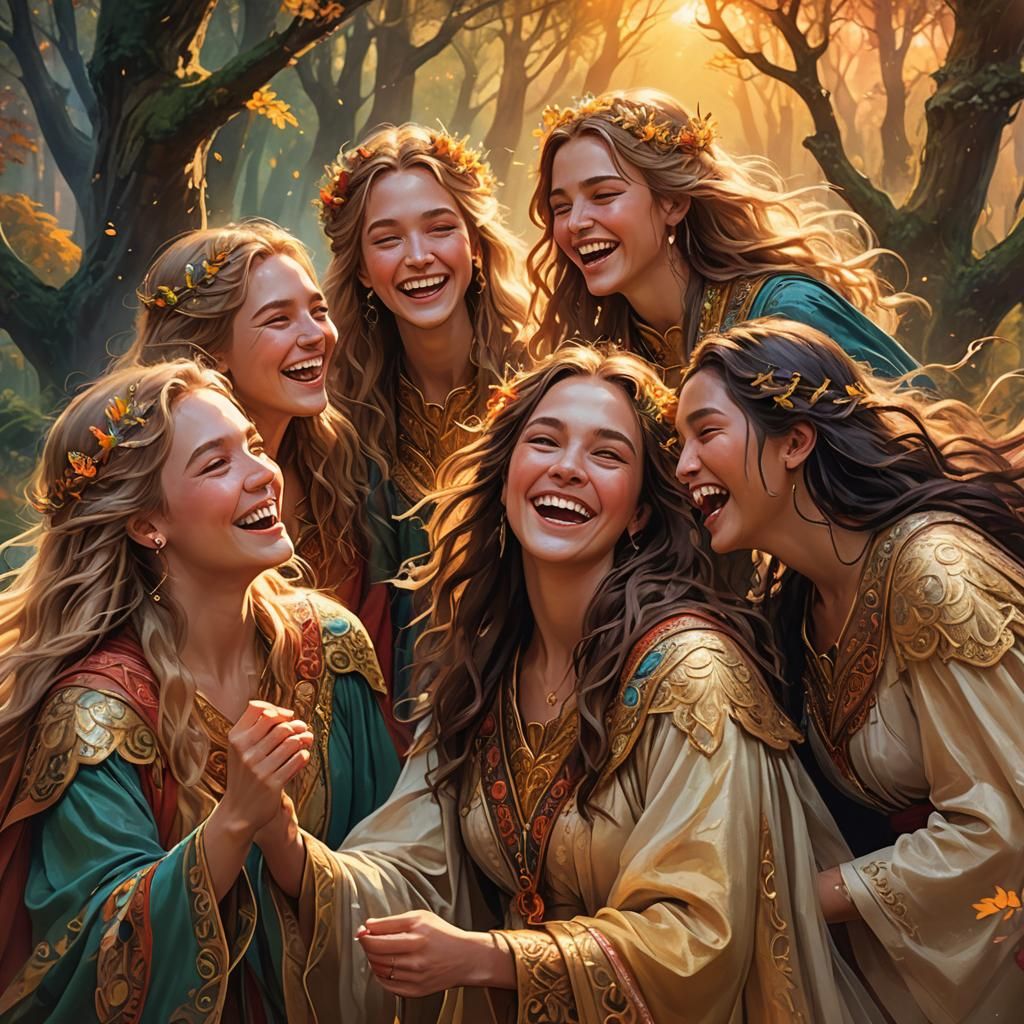 Laughing Women in Magical Forest Concept Art