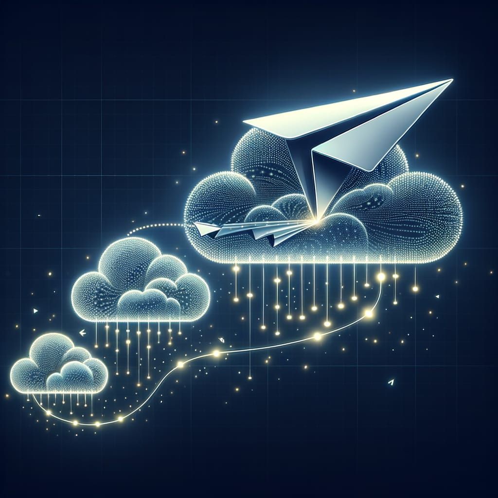 Minimalist Envelope to Digital Airplane Transformation Illus...