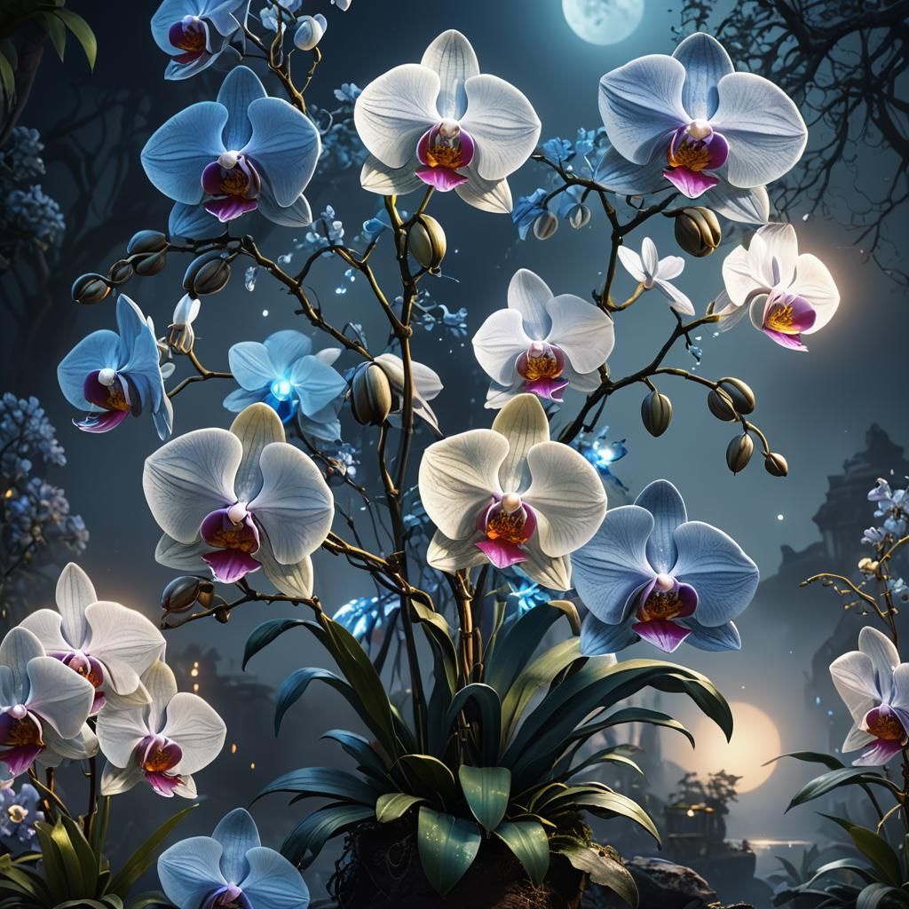 Lunar Orchid: A Fantastical Matte Painting