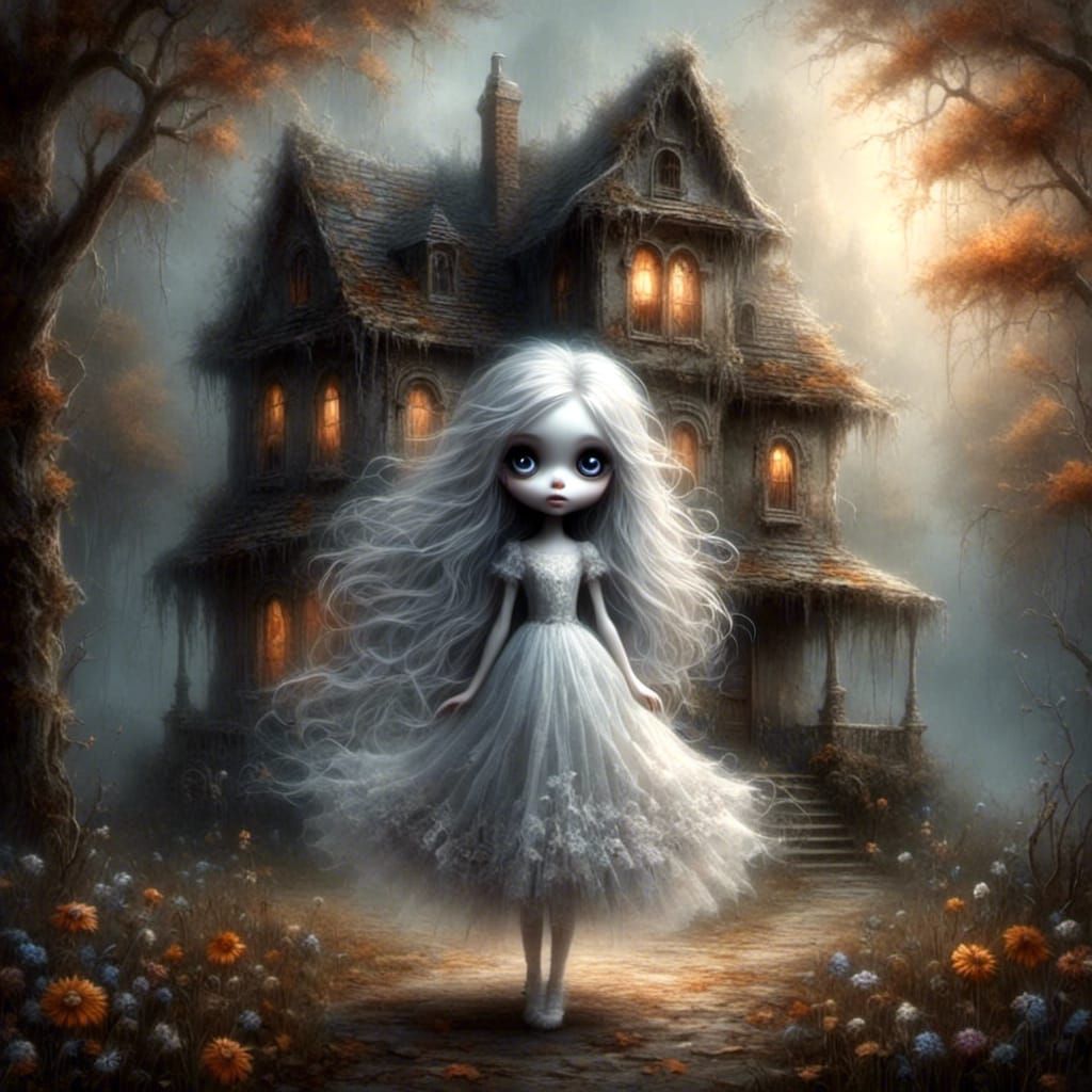 Baby Ghost in Old House Digital Art