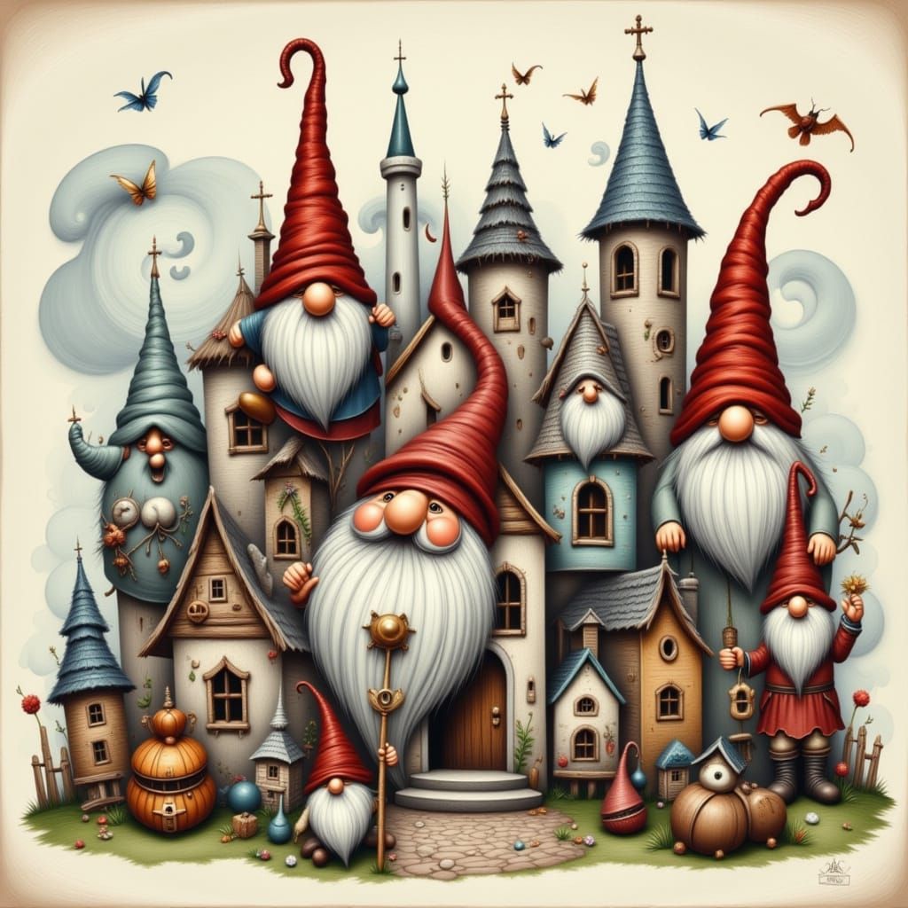 Enchanting Gnome Cityscape Art