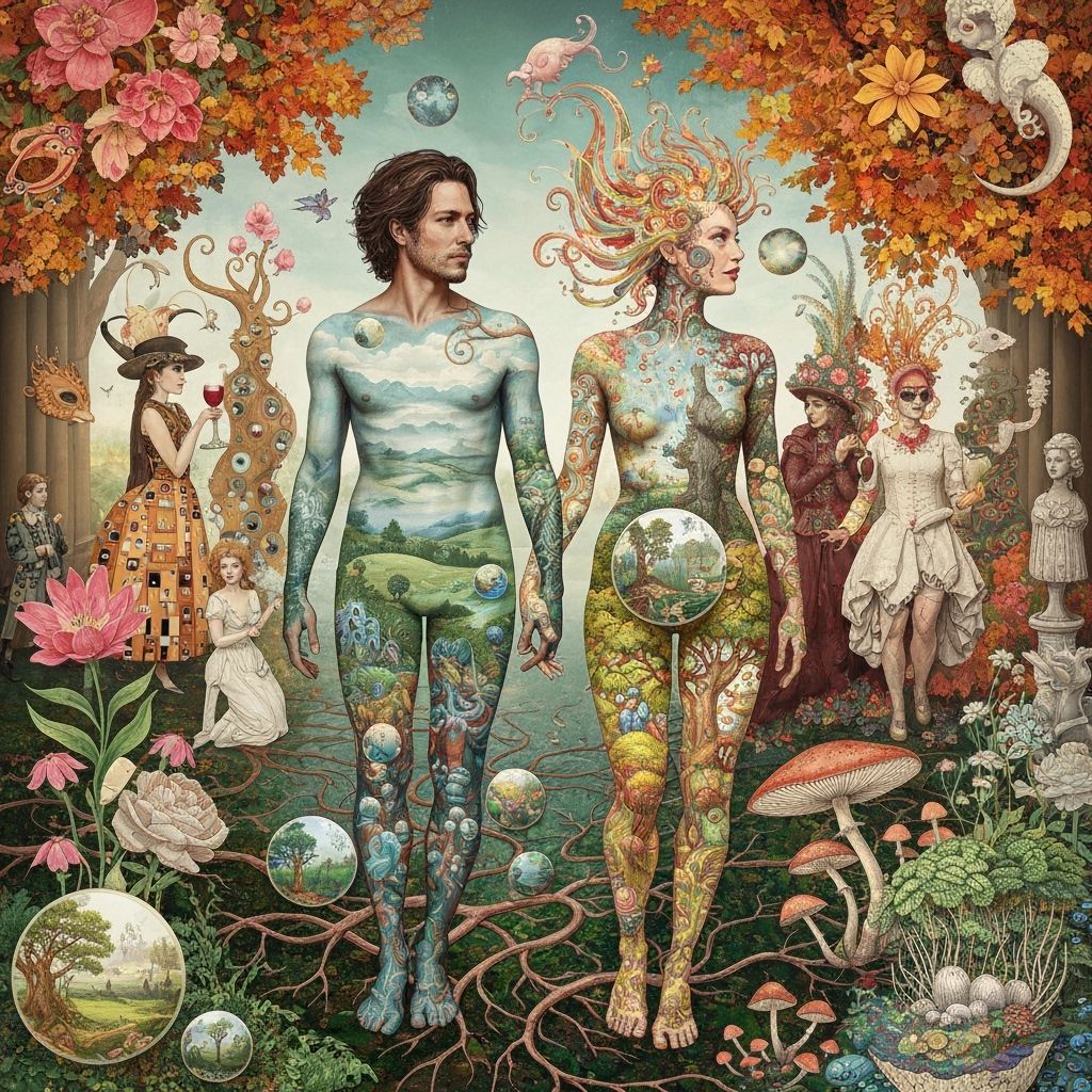 Bioluminescent Garden with Mirror Roots and Mythical Creatur...