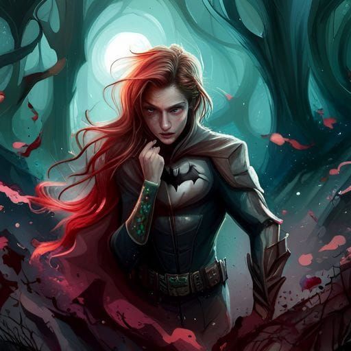 Dynamic Batwoman Portrait in Digital Art Style