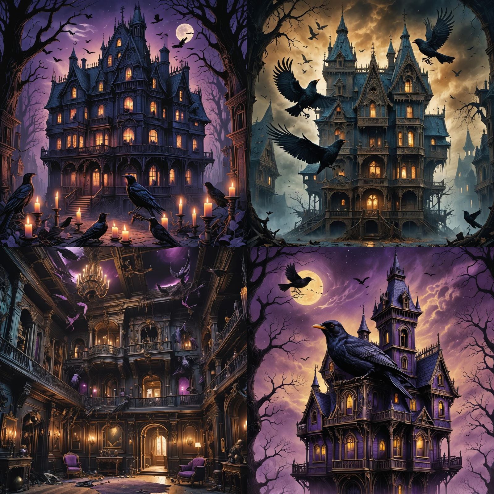 Gothic Blackbird: Haunted House Pencil Drawing