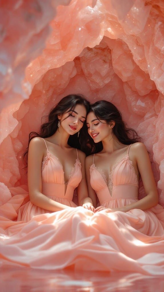 Ethereal Women in Rose Quartz Cave