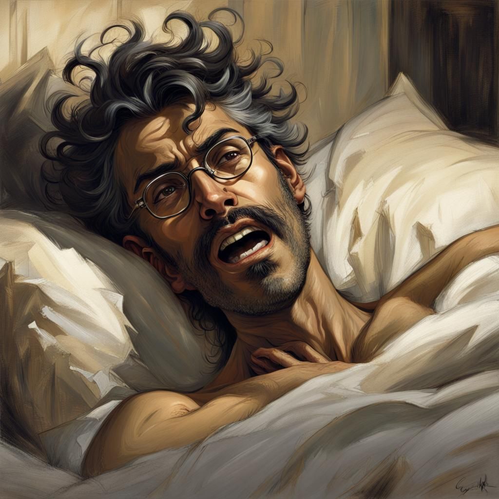 East Indian Man Waking Up, Horror Style