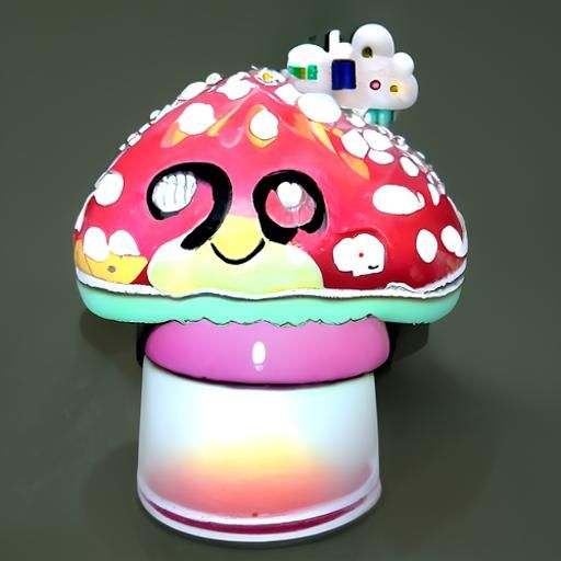 Cute Colorful Kawaii Mushroom House Illustration