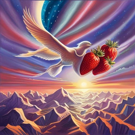 Peace dove bringing strawberries