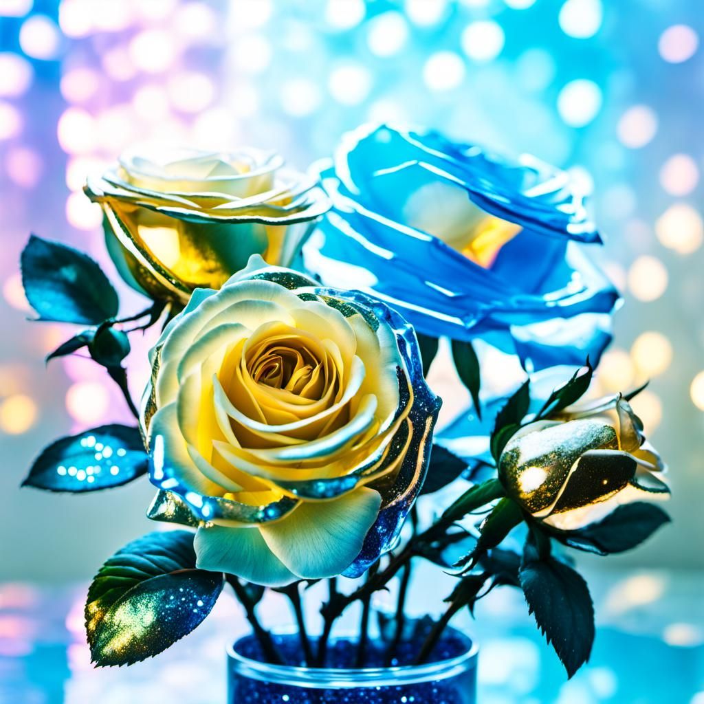 Electrical Garden: Translucent Roses in Vaporwave Rococo