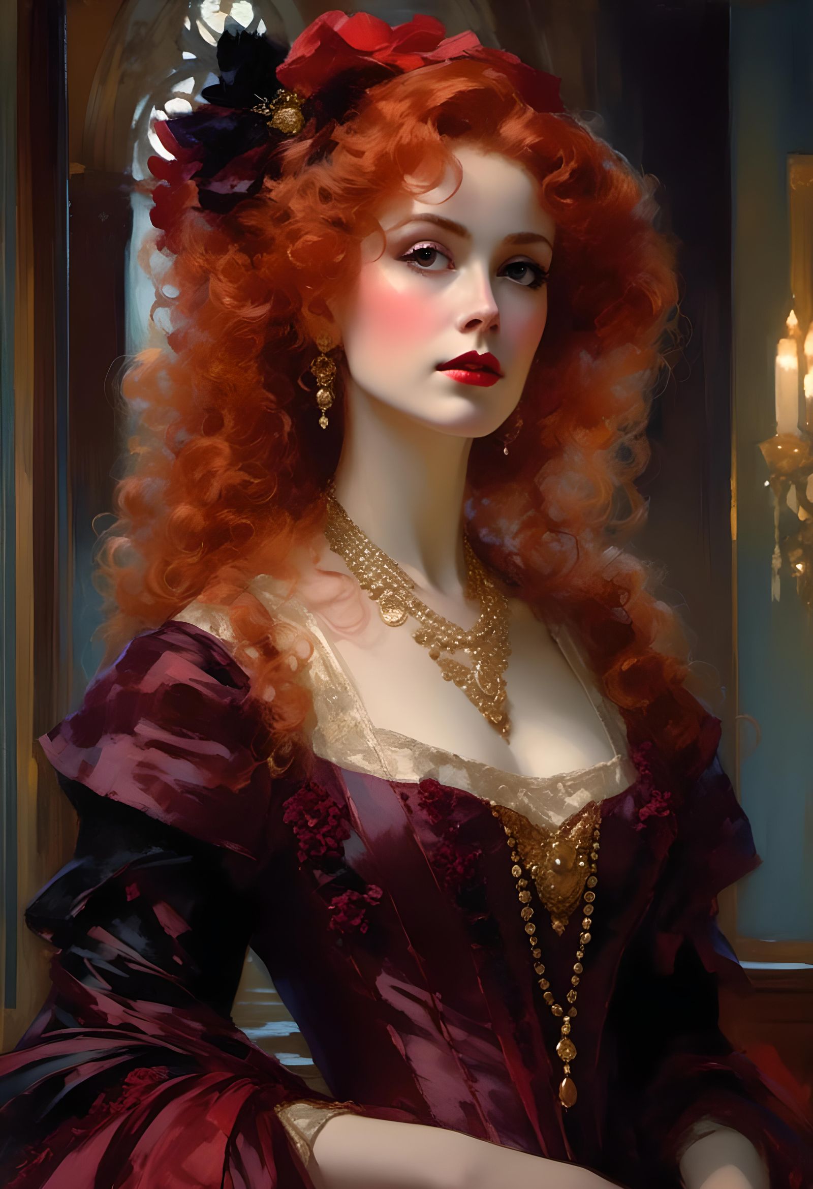Victorian Vampire Mina Harker in Edward Cucuel Style