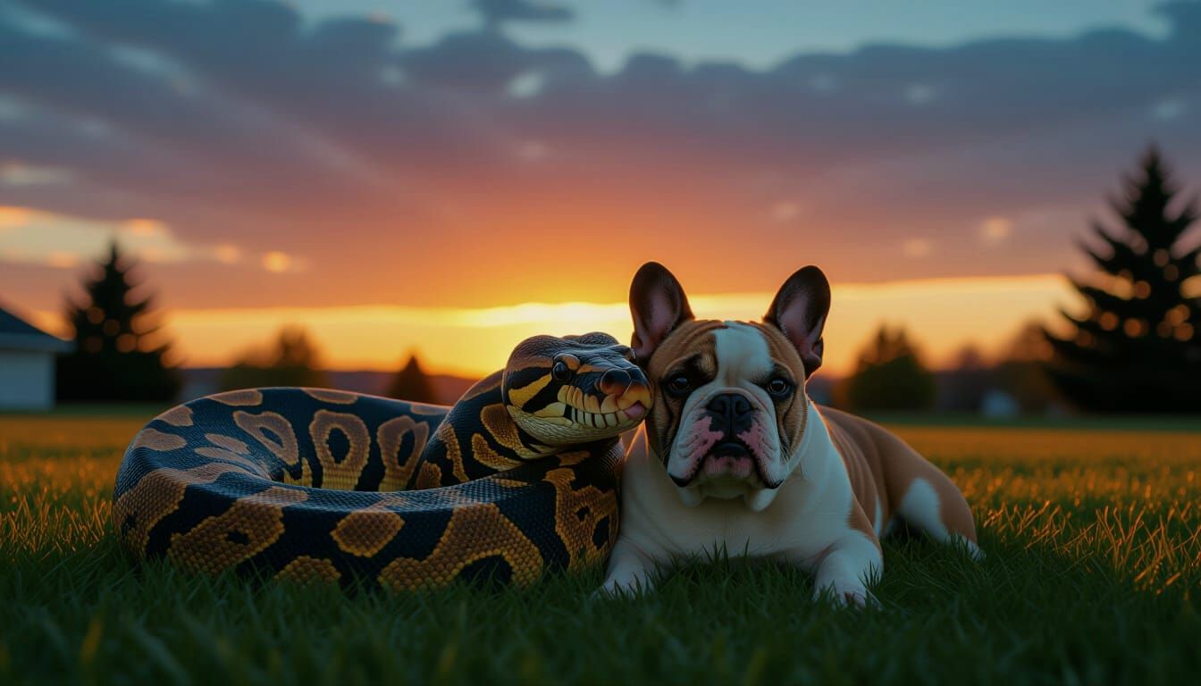 Anaconda Cuddles French Bulldog at Sunset