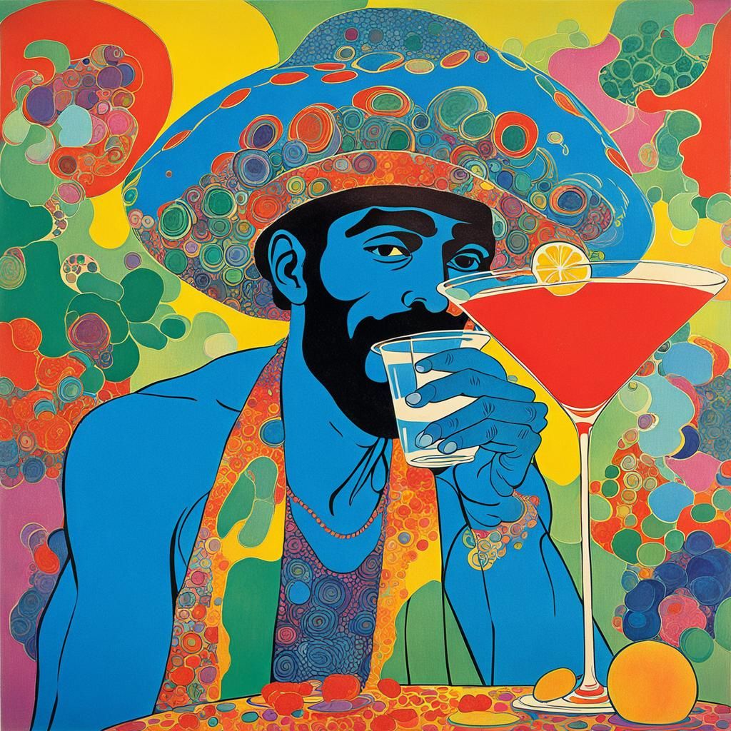 Refreshing Cocktail on a Hot Day, Psychedelic Art