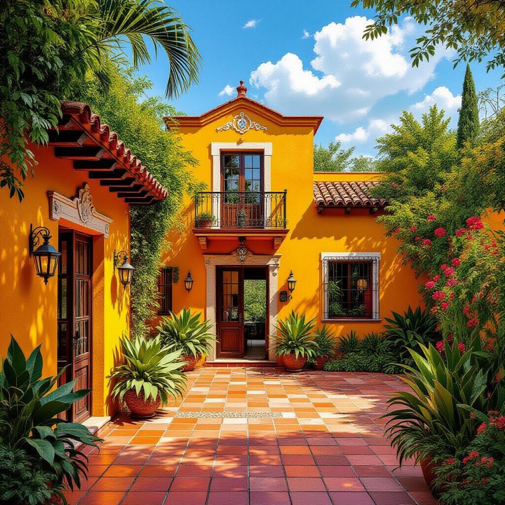 Vibrant Mexican House in Muralist Style