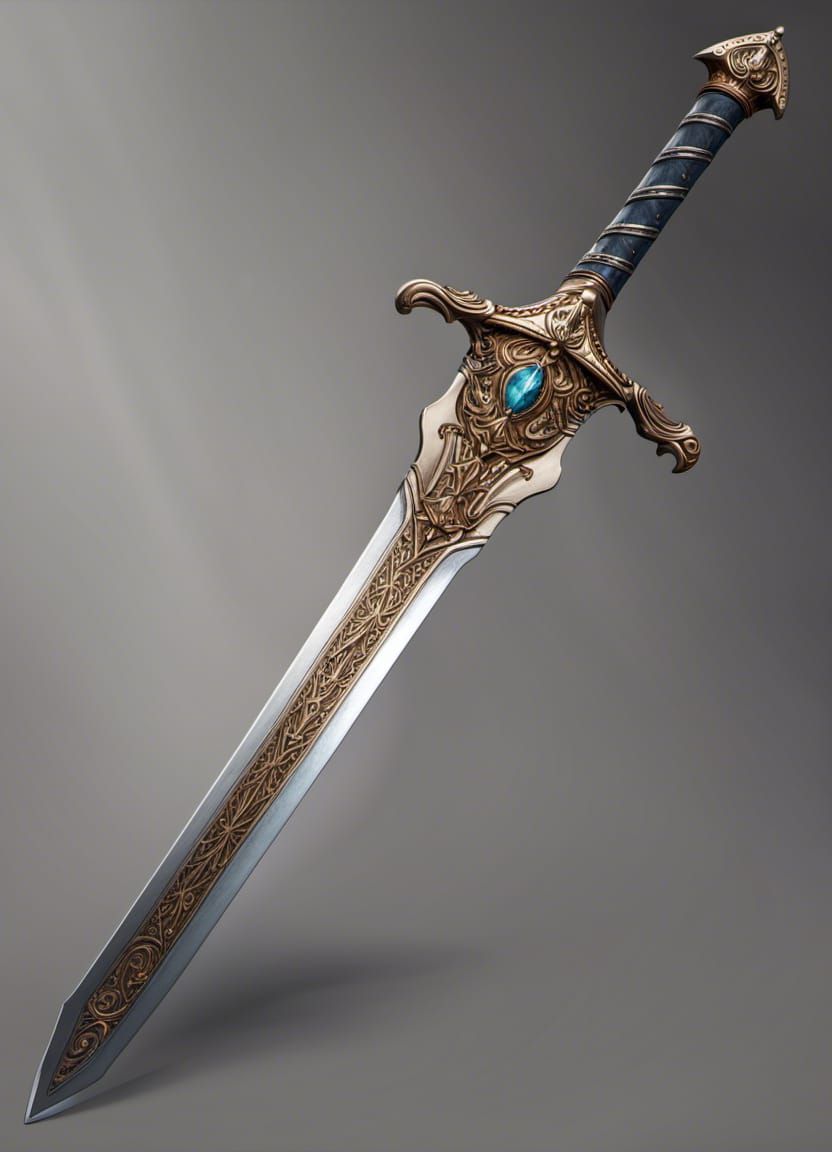 Intricately Detailed Ornate Sword in Splash Art Style