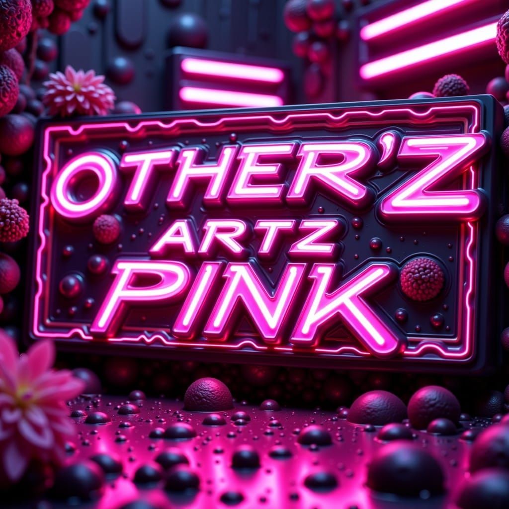 Iridescent Pink Sign: Other'z Art'z Pink Digital Matte Paint...