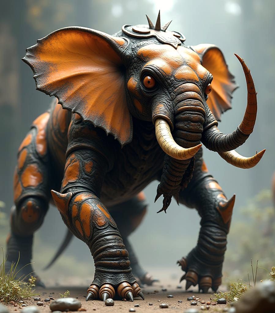 Ant-Elephant Hybrid: Aggressive Creature Concept Art