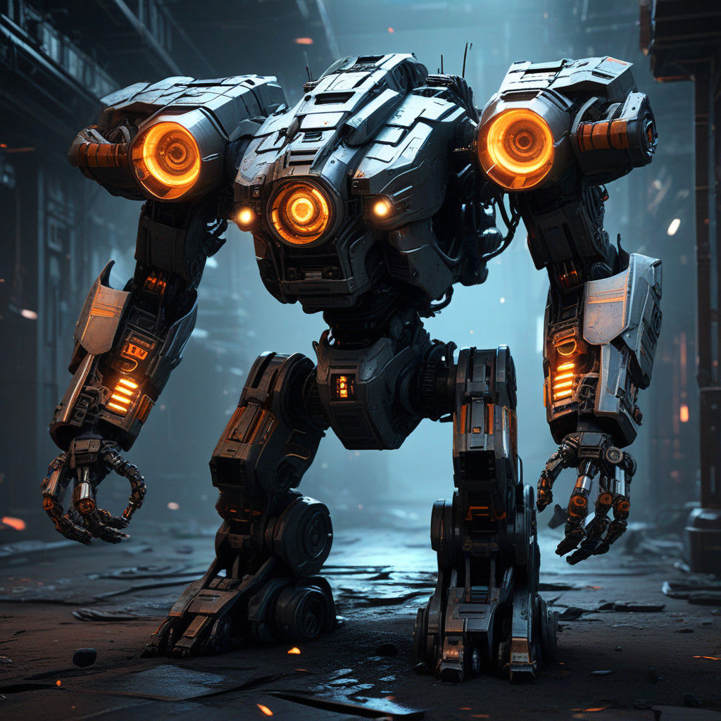 Epic Sci-Fi Assassin Robot in Flight